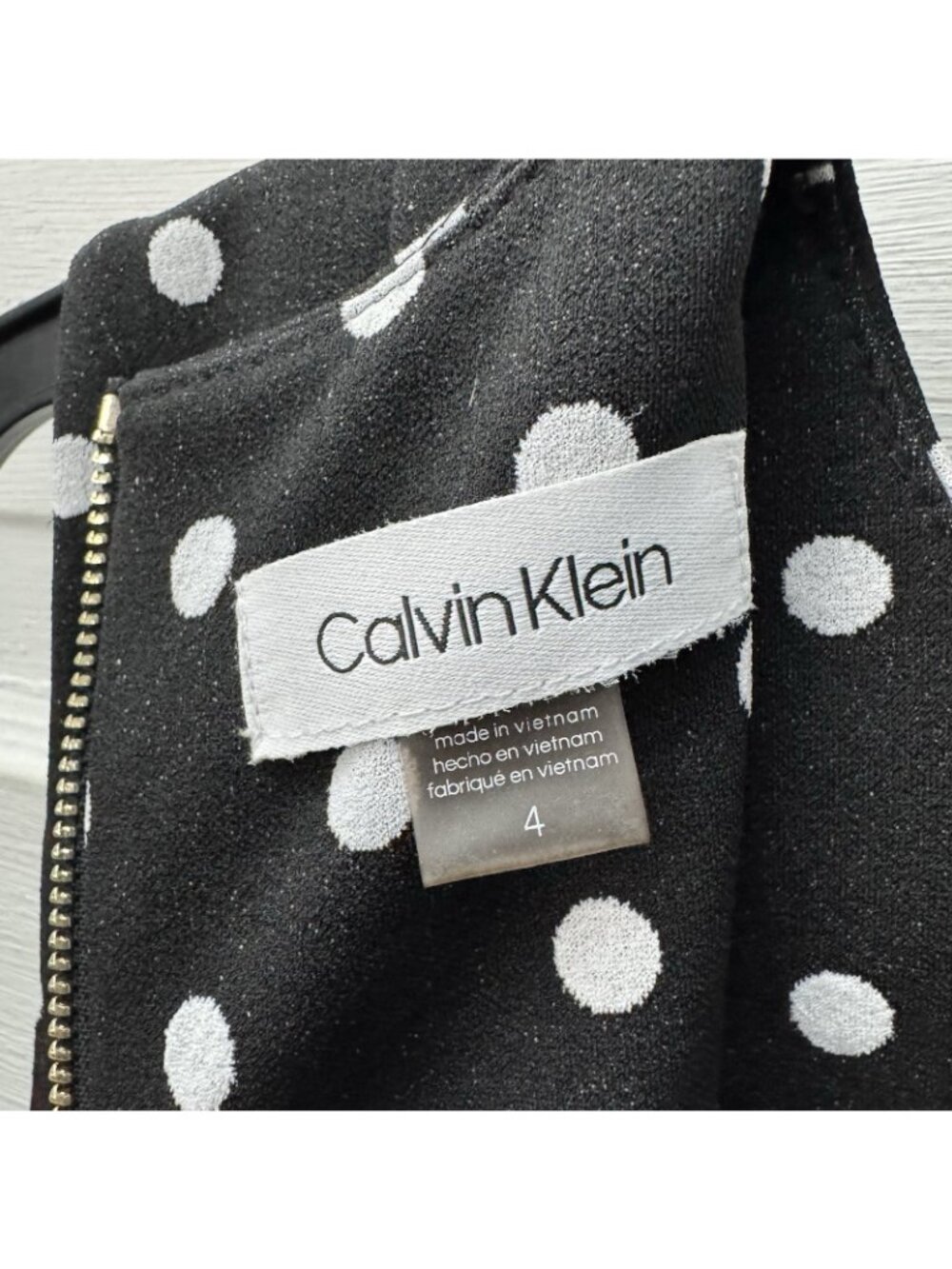 Calvin Klein Black White Polka Dot Fit & Flare Midi Dress Size 4 - Picture 8 of 11